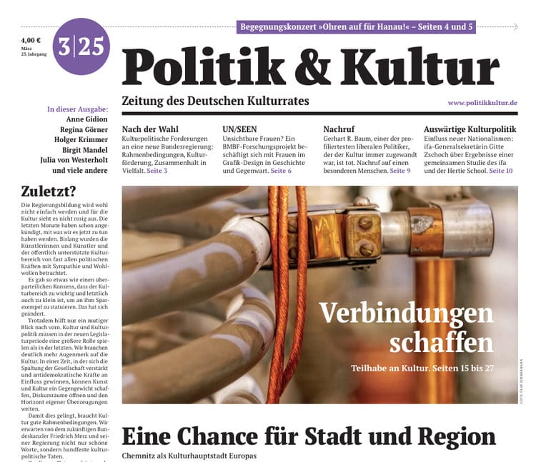 Kein Utopie – Warum die deutsche Kulturpolitik von einer realistischen Menschenbeschreibung abhängt